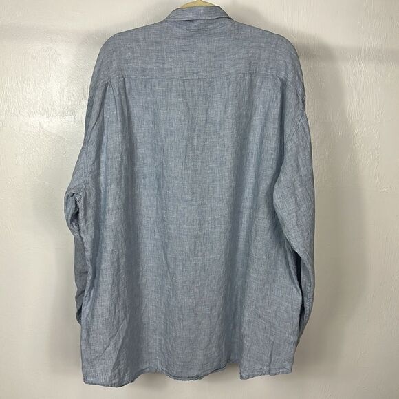 Tommy Bahama Blue Linen Long Sleeve Button Down Shirt Size XXL - Picture 4 of 13